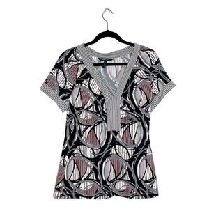 BCBGMaxazria Short Sleeve Geometric Top Size Large
